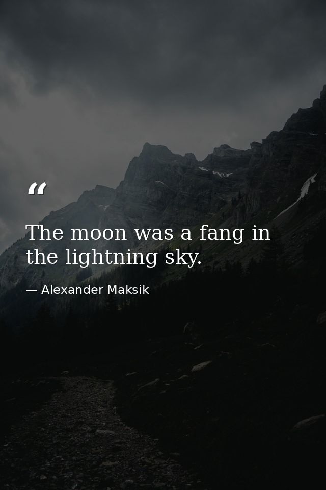 The moon was a fang in the lightning sky. — Alexander Maksik