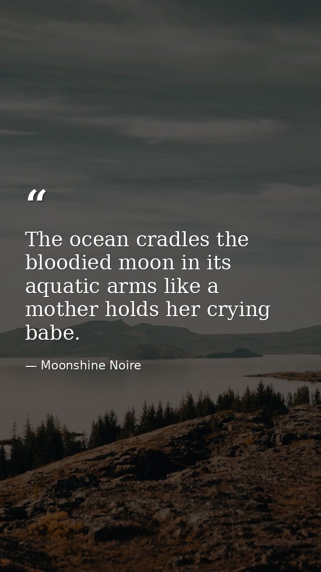 The ocean cradles the bloodied moon in its aquatic arms like a mother holds her crying babe. — Moonshine Noire