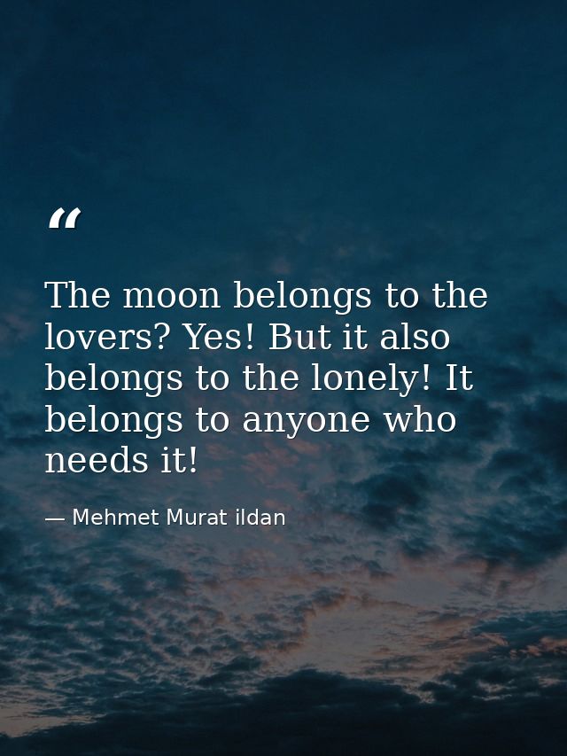 The moon belongs to the lovers? Yes! But it also belongs to the lonely! It belongs to anyone who needs it! — Mehmet Murat ildan