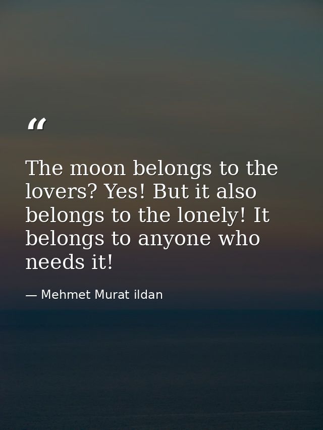 The moon belongs to the lovers? Yes! But it also belongs to the lonely! It belongs to anyone who needs it! — Mehmet Murat ildan