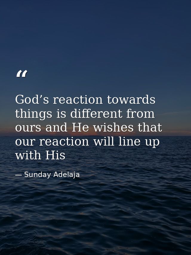 God’s reaction towards things is different from ours and He wishes that our reaction will line up with His — Sunday Adelaja