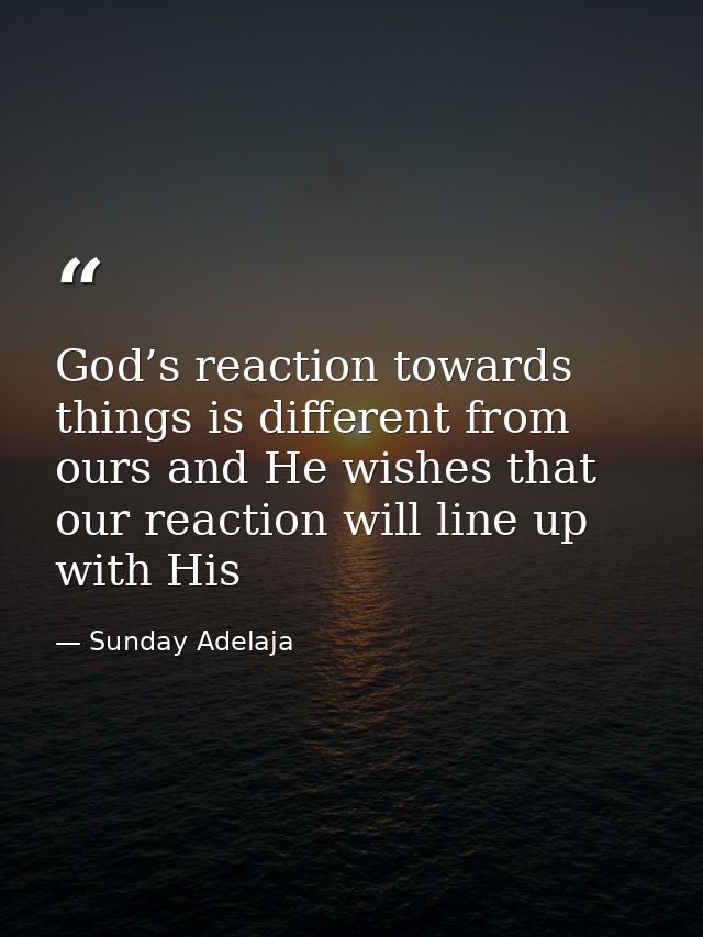God’s reaction towards things is different from ours and He wishes that our reaction will line up with His — Sunday Adelaja