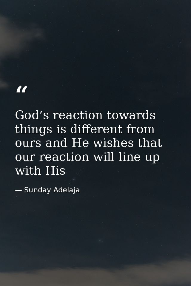 God’s reaction towards things is different from ours and He wishes that our reaction will line up with His — Sunday Adelaja