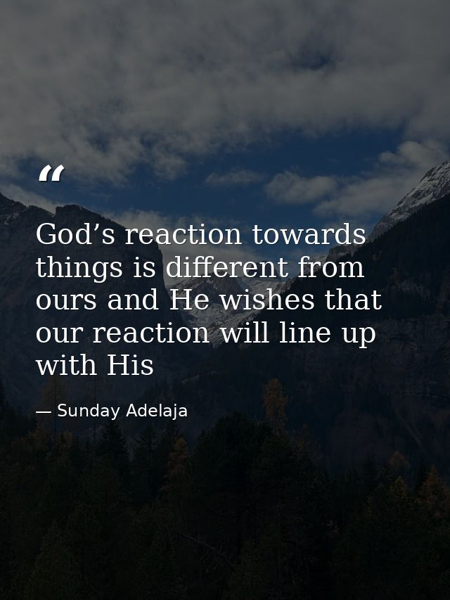 God’s reaction towards things is different from ours and He wishes that our reaction will line up with His — Sunday Adelaja