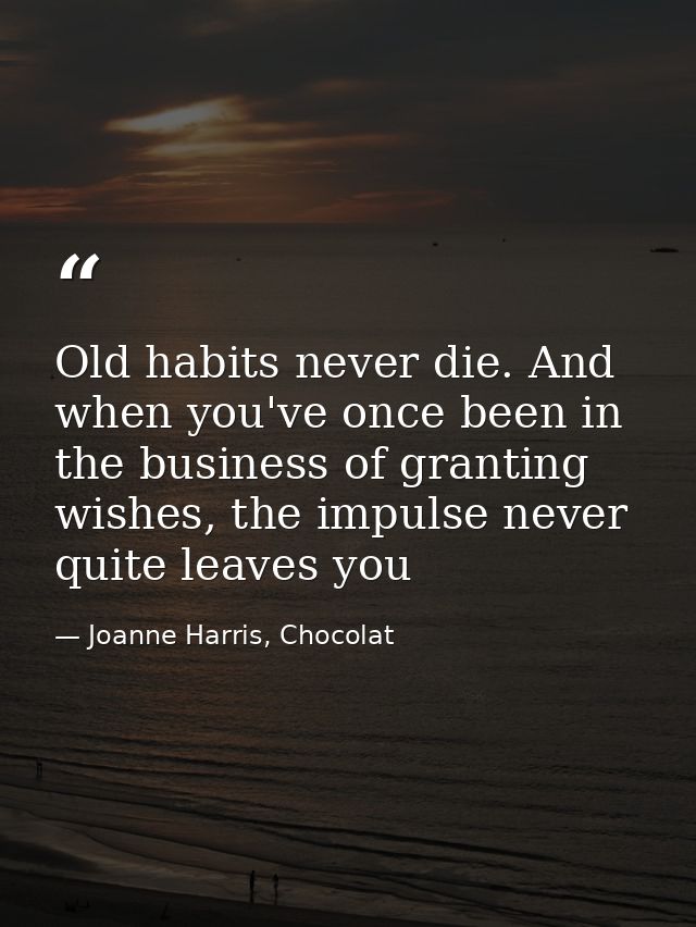 Old habits never die. And when you've once been in the business of granting wishes, the impulse never quite leaves you — Joanne Harris, Chocolat