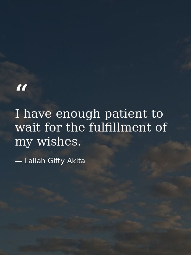 I have enough patient to wait for the fulfillment of my wishes. — Lailah Gifty Akita