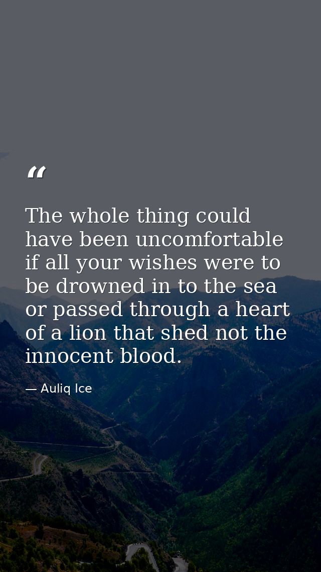 The whole thing could have been uncomfortable if all your wishes were to be drowned in to the sea or passed through a he — Auliq Ice