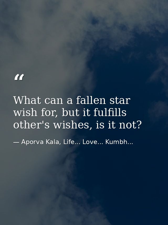 What can a fallen star wish for, but it fulfills other's wishes, is it not? — Aporva Kala, Life... Love... Kumbh...