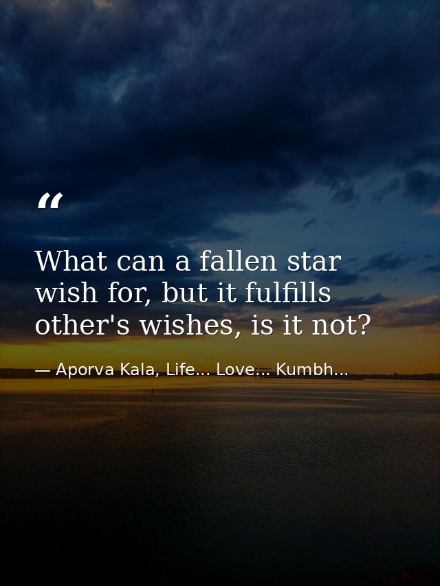 What can a fallen star wish for, but it fulfills other's wishes, is it not? — Aporva Kala, Life... Love... Kumbh...
