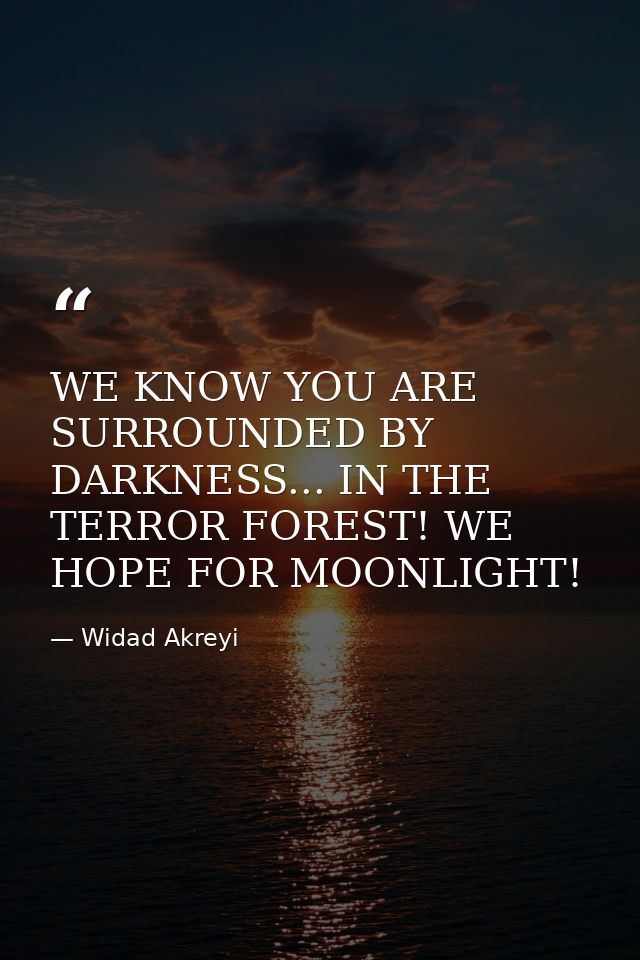 WE KNOW YOU ARE SURROUNDED BY DARKNESS... IN THE TERROR FOREST! WE HOPE FOR MOONLIGHT! — Widad Akreyi