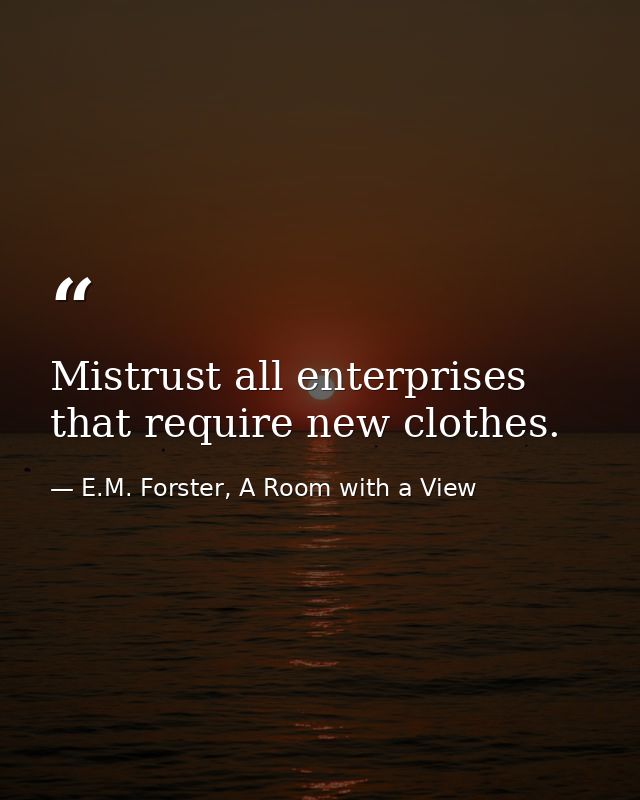 Mistrust all enterprises that require new clothes. — E.M. Forster, A Room with a View
