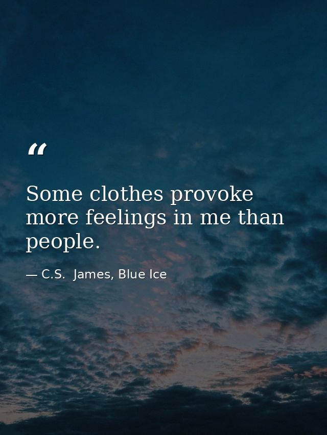 Some clothes provoke more feelings in me than people. — C.S.  James, Blue Ice