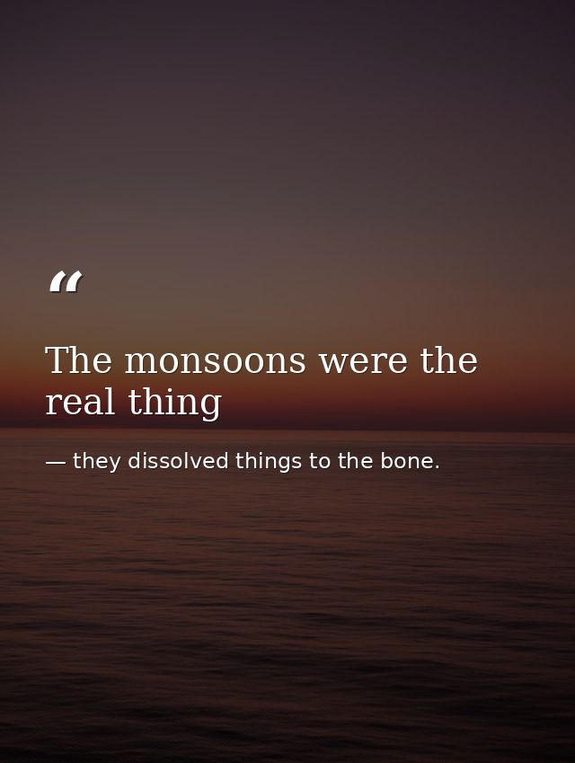 The monsoons were the real thing — they dissolved things to the bone.