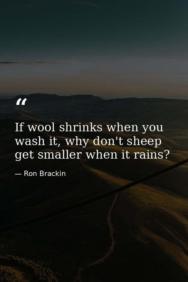 If wool shrinks when you wash it, why don't sheep get smaller when it rains? — Ron Brackin