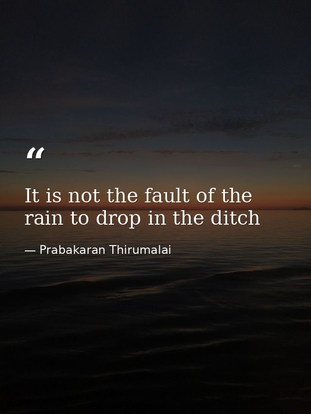 It is not the fault of the rain to drop in the ditch — Prabakaran Thirumalai