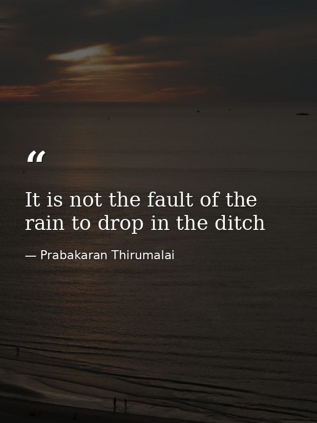 It is not the fault of the rain to drop in the ditch — Prabakaran Thirumalai
