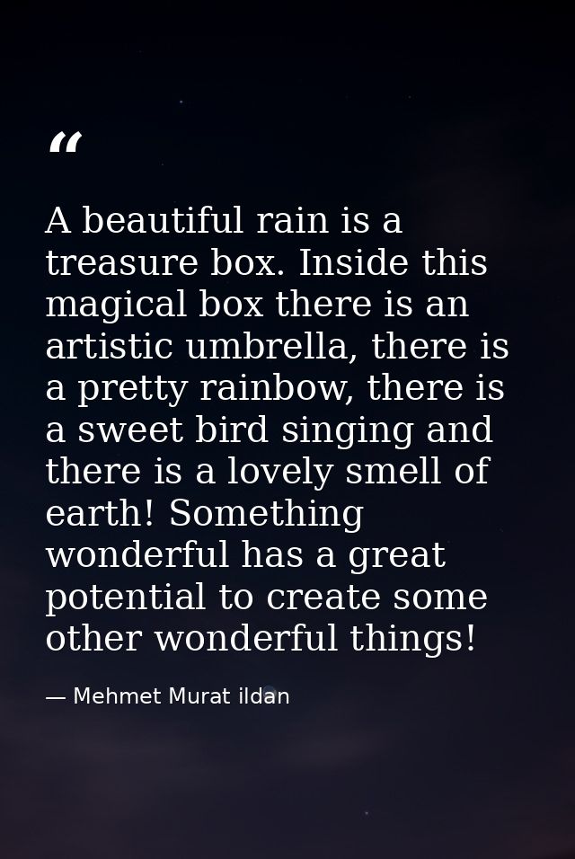 A beautiful rain is a treasure box. Inside this magical box there is an artistic umbrella, there is a pretty rainbow, th — Mehmet Murat ildan