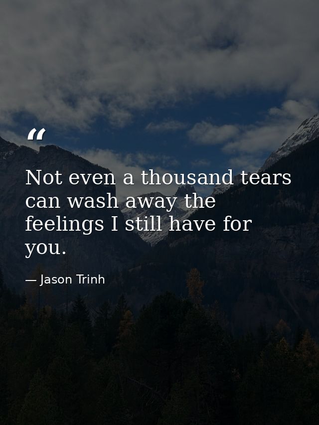 Not even a thousand tears can wash away the feelings I still have for you. — Jason Trinh