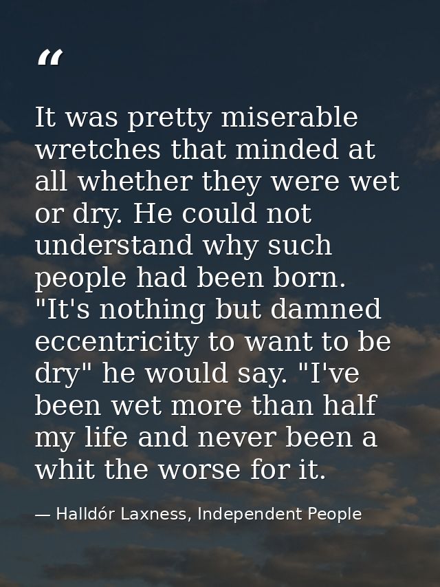 It was pretty miserable wretches that minded at all whether they were wet or dry. He could not understand why such peopl — Halldór Laxness, Independent People