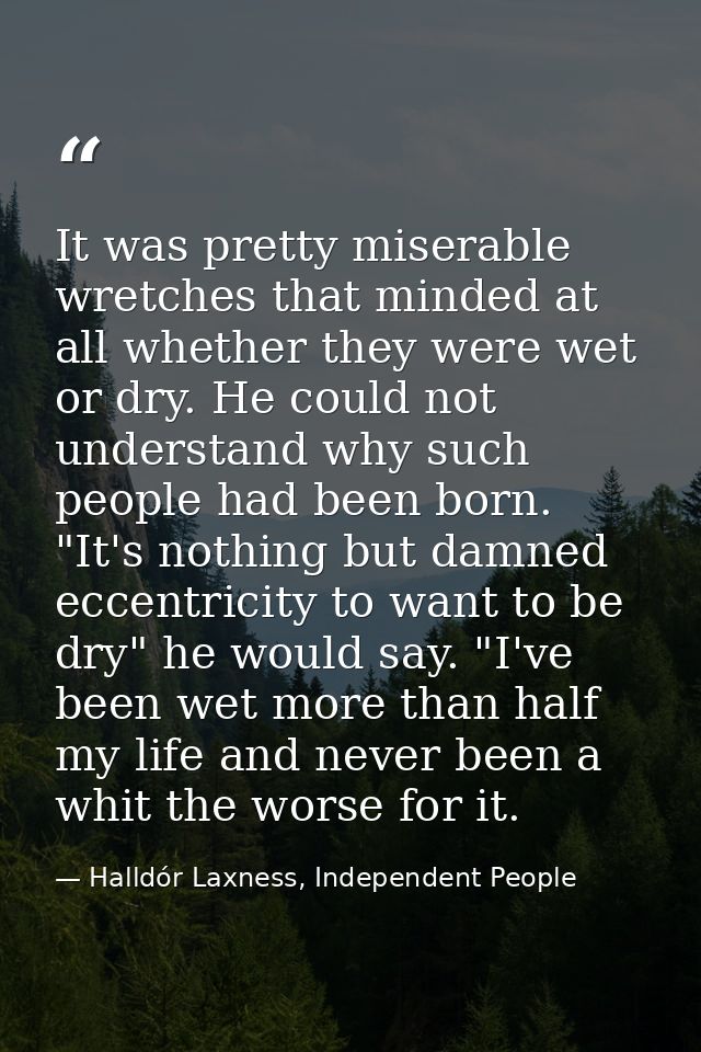 It was pretty miserable wretches that minded at all whether they were wet or dry. He could not understand why such peopl — Halldór Laxness, Independent People