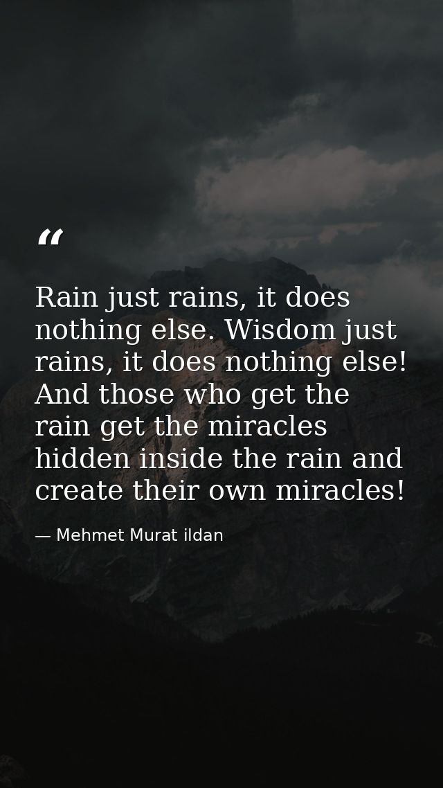 Rain just rains, it does nothing else. Wisdom just rains, it does nothing else! And those who get the rain get the mirac — Mehmet Murat ildan