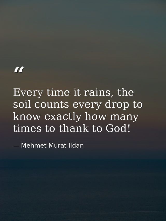 Every time it rains, the soil counts every drop to know exactly how many times to thank to God! — Mehmet Murat ildan