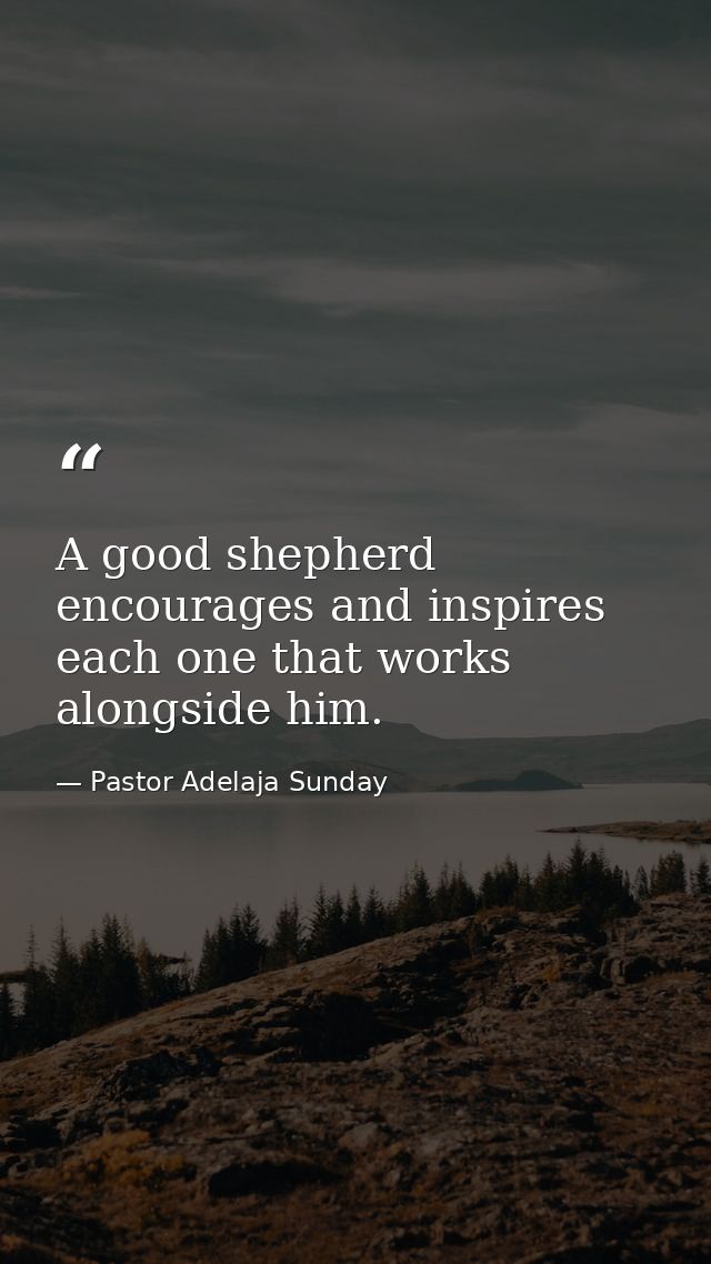 A good shepherd encourages and inspires each one that works alongside him. — Pastor Adelaja Sunday