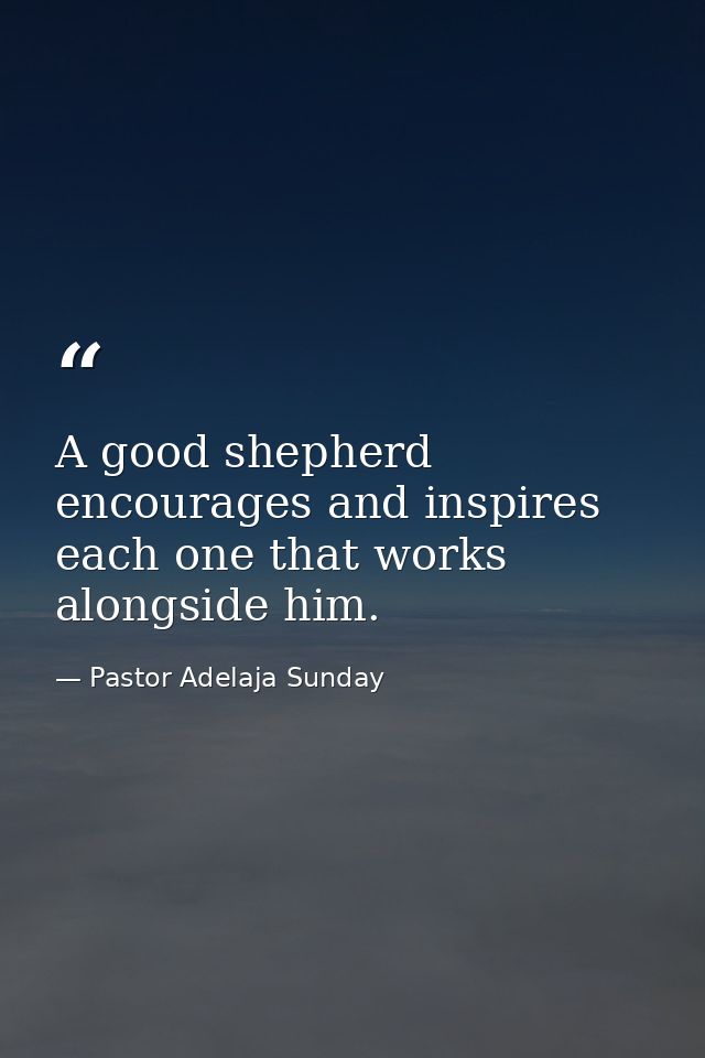 A good shepherd encourages and inspires each one that works alongside him. — Pastor Adelaja Sunday