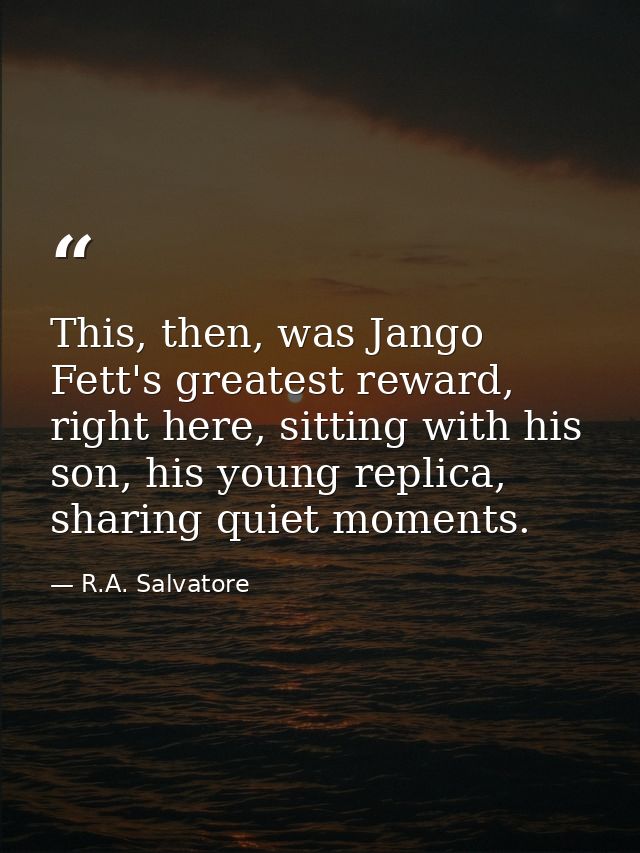 This, then, was Jango Fett's greatest reward, right here, sitting with his son, his young replica, sharing quiet moments — R.A. Salvatore