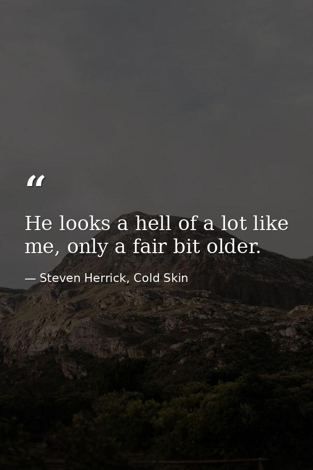 He looks a hell of a lot like me, only a fair bit older. — Steven Herrick, Cold Skin