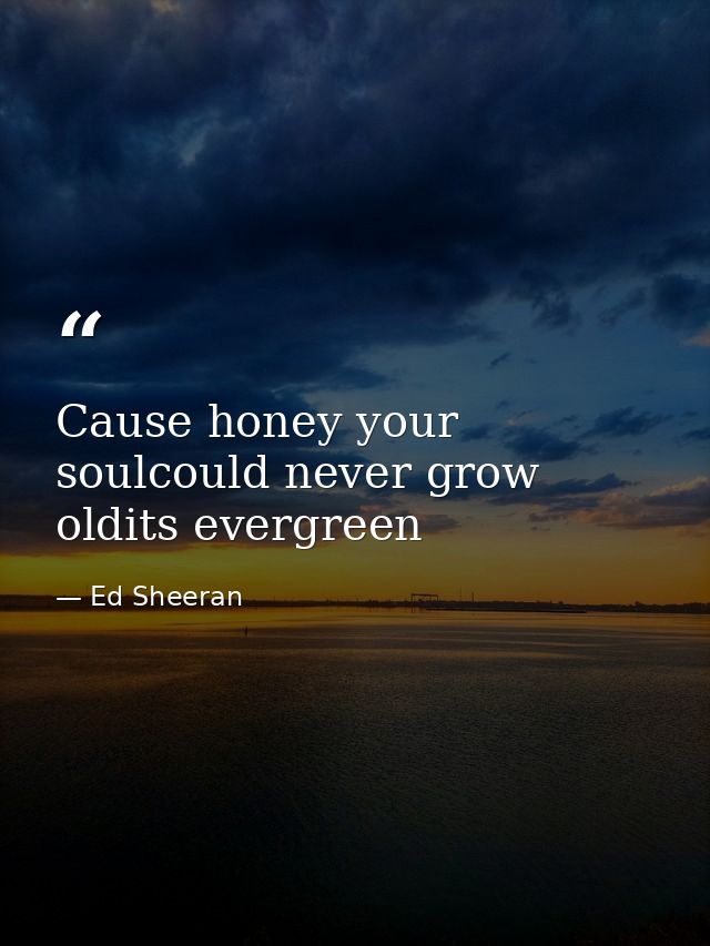 Cause honey your soulcould never grow oldits evergreen — Ed Sheeran