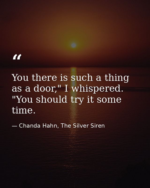 You there is such a thing as a door," I whispered. "You should try it some time. — Chanda Hahn, The Silver Siren