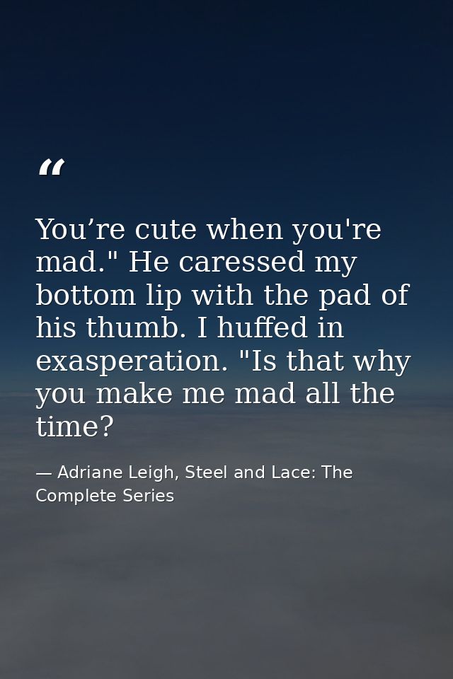 You’re cute when you're mad." He caressed my bottom lip with the pad of his thumb. I huffed in exasperation. "Is that wh — Adriane Leigh, Steel and Lace: The Complete Series