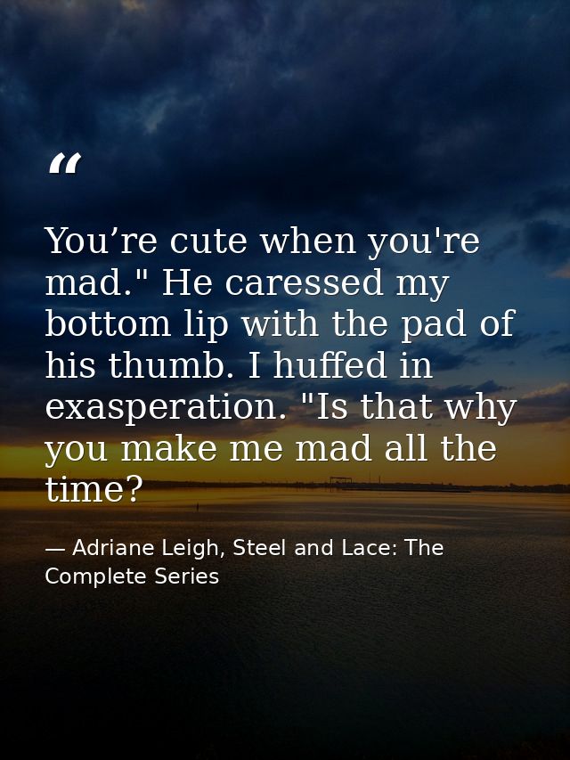 You’re cute when you're mad." He caressed my bottom lip with the pad of his thumb. I huffed in exasperation. "Is that wh — Adriane Leigh, Steel and Lace: The Complete Series
