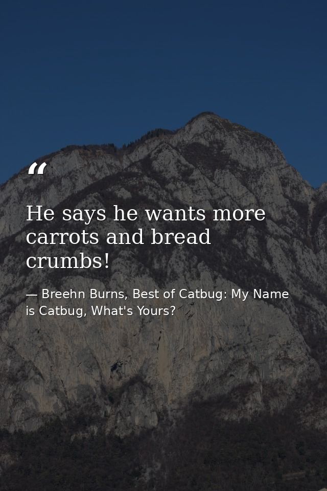 He says he wants more carrots and bread crumbs! — Breehn Burns, Best of Catbug: My Name is Catbug, What's Yours?