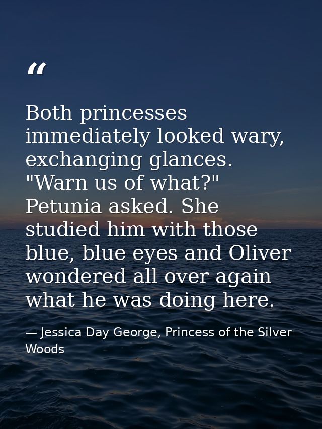 Both princesses immediately looked wary, exchanging glances. "Warn us of what?" Petunia asked. She studied him with thos — Jessica Day George, Princess of the Silver Woods