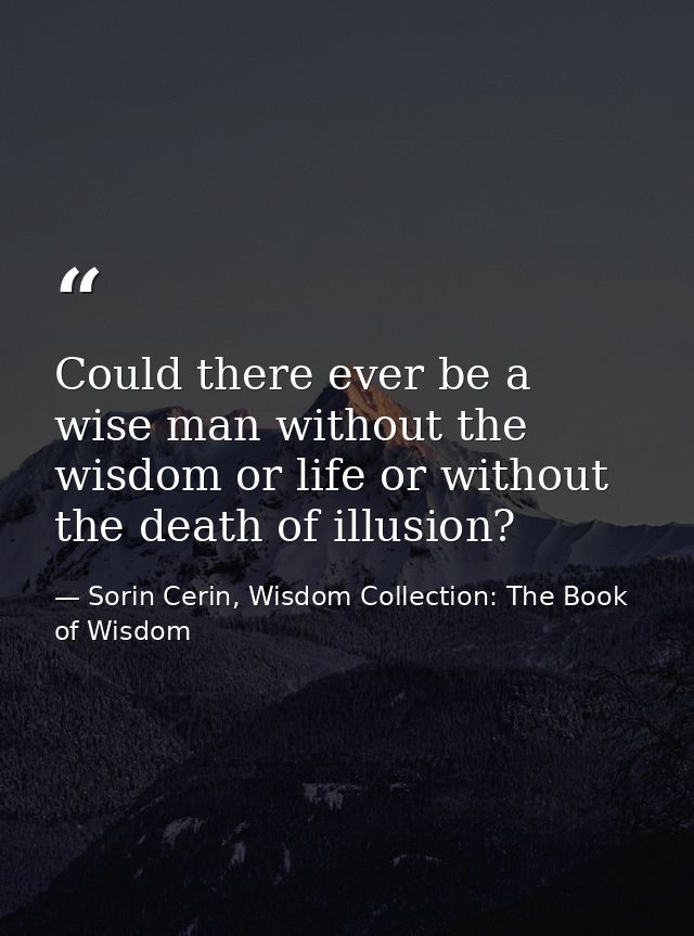 Could there ever be a wise man without the wisdom or life or without the death of illusion? — Sorin Cerin, Wisdom Collection: The Book of Wisdom