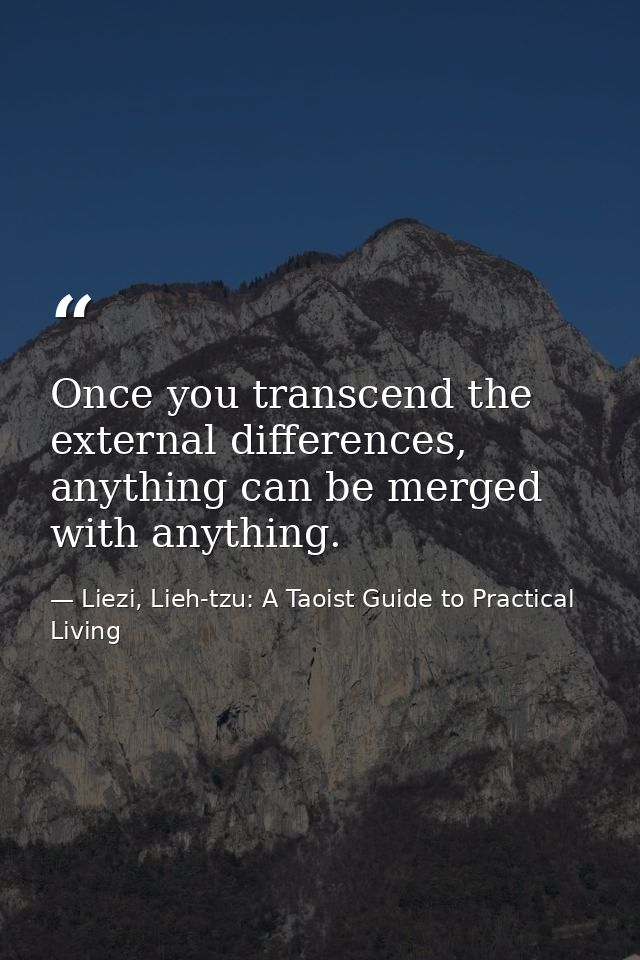 Once you transcend the external differences, anything can be merged with anything. — Liezi, Lieh-tzu: A Taoist Guide to Practical Living