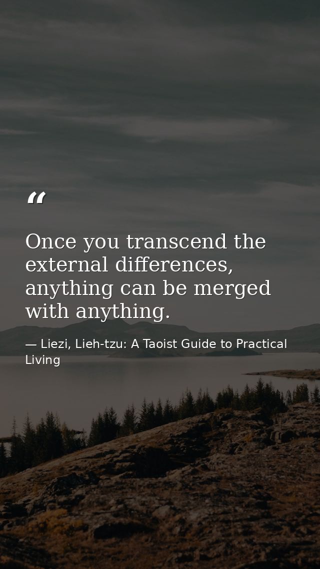 Once you transcend the external differences, anything can be merged with anything. — Liezi, Lieh-tzu: A Taoist Guide to Practical Living