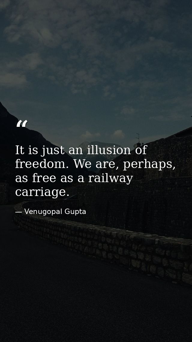 It is just an illusion of freedom. We are, perhaps, as free as a railway carriage. — Venugopal Gupta