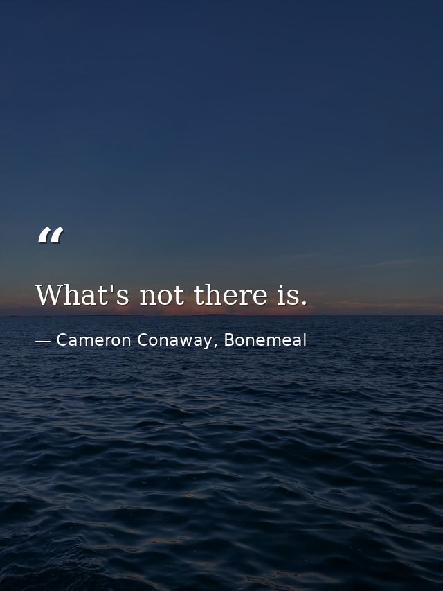 What's not there is. — Cameron Conaway, Bonemeal