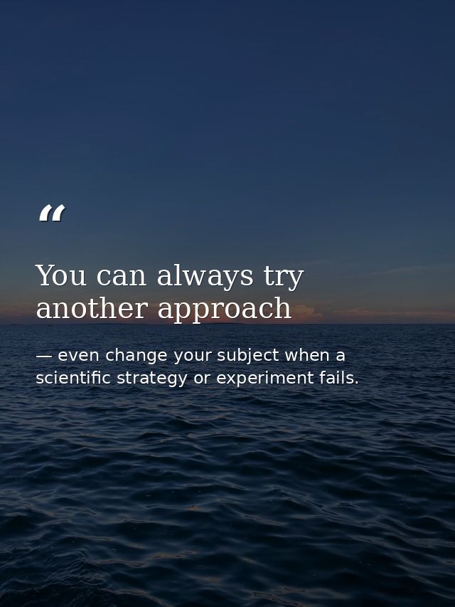 You can always try another approach — even change your subject when a scientific strategy or experiment fails.