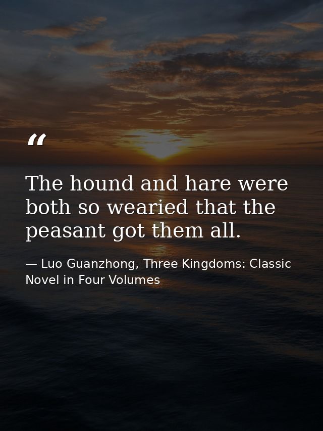 The hound and hare were both so wearied that the peasant got them all. — Luo Guanzhong, Three Kingdoms: Classic Novel in Four Volumes