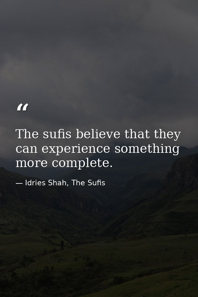 The sufis believe that they can experience something more complete. — Idries Shah, The Sufis