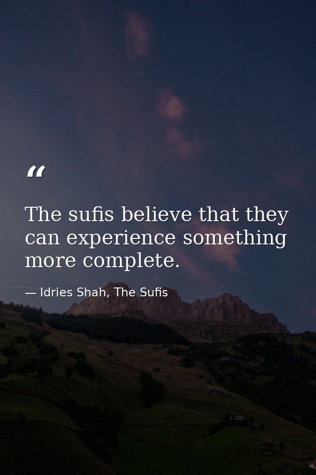 The sufis believe that they can experience something more complete. — Idries Shah, The Sufis