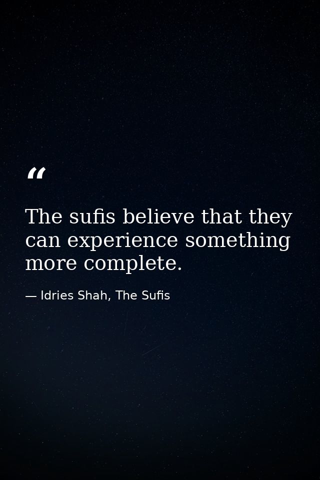 The sufis believe that they can experience something more complete. — Idries Shah, The Sufis