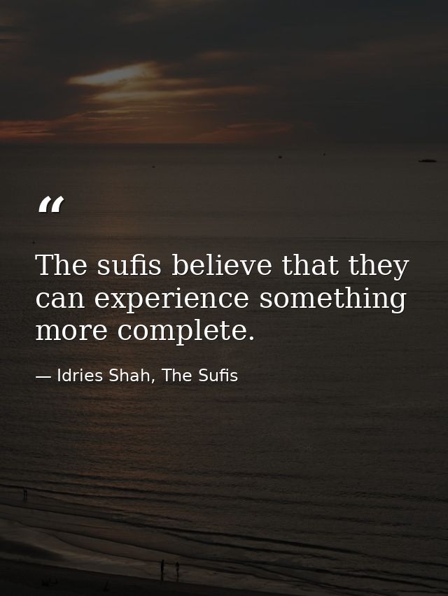 The sufis believe that they can experience something more complete. — Idries Shah, The Sufis