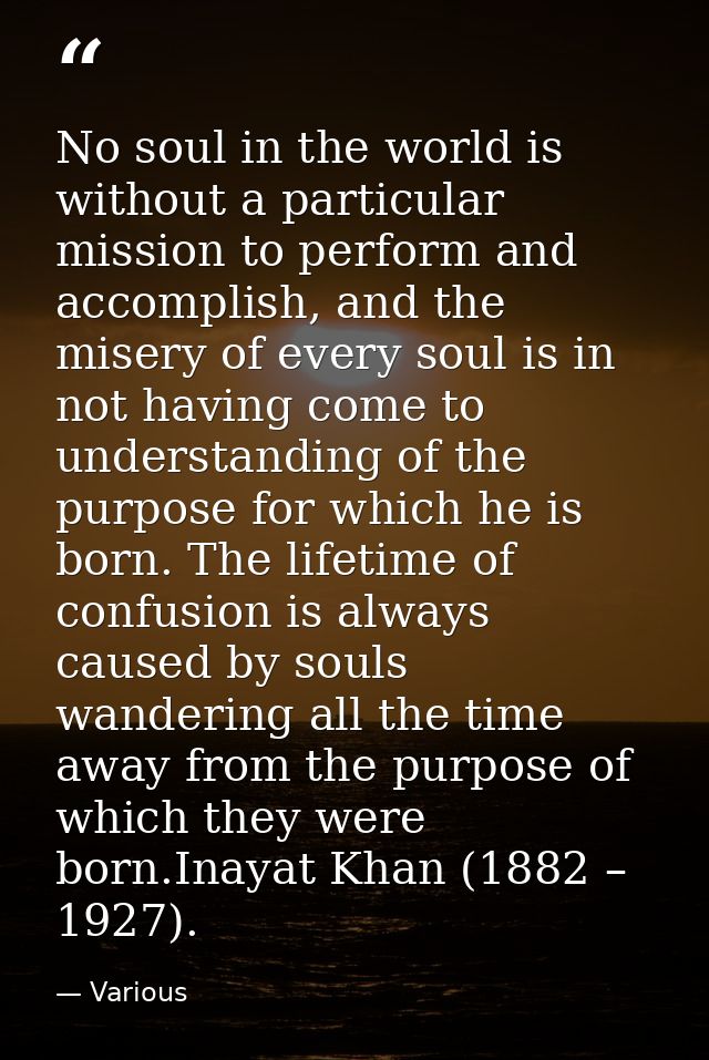No soul in the world is without a particular mission to perform and accomplish, and the misery of every soul is in not h — Various