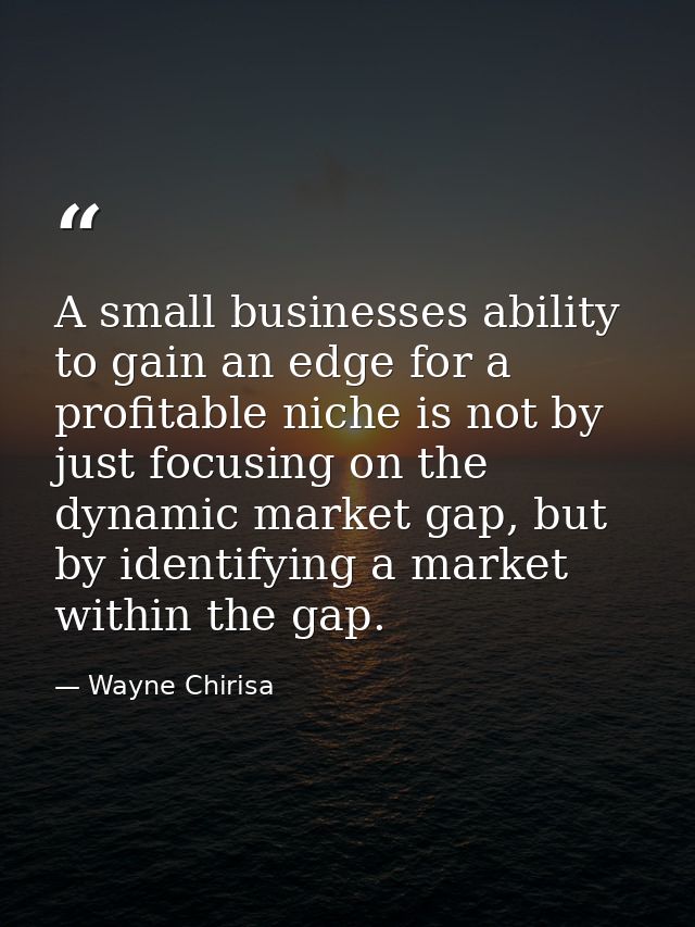 A small businesses ability to gain an edge for a profitable niche is not by just focusing on the dynamic market gap, but — Wayne Chirisa