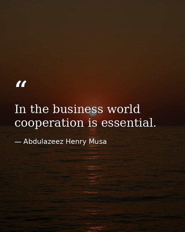In the business world cooperation is essential. — Abdulazeez Henry Musa